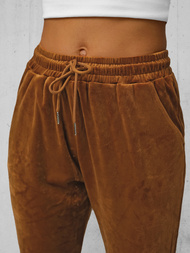 Spodnie dresowe damskie welurowe brązowe OZONEE JS/8K1532/33