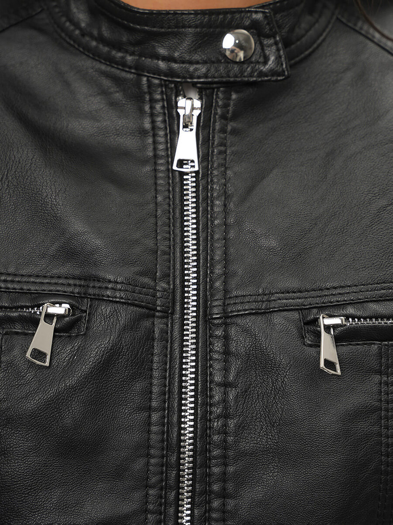 Kurtka skórzana damska czarna OZONEE JS/11Z8010