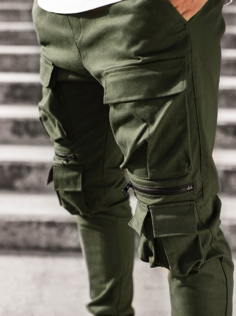 Spodnie męskie chino joggery khaki OZONEE G/2787