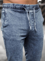 Spodnie jeansowe joggery męskie niebieskie OZONEE DJ/5820