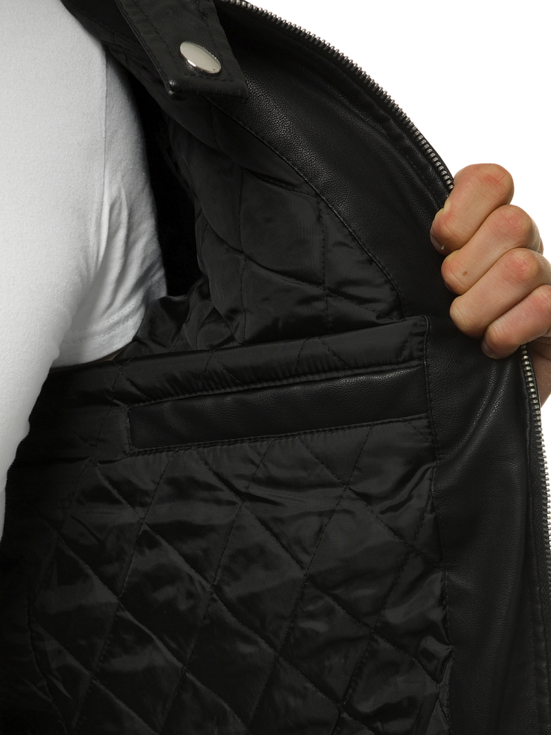 Шкiряна куртка чоловіча Чорна OZONEE JB/JP1151