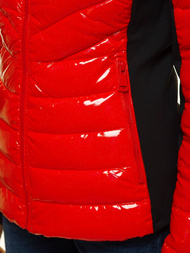 Kurtka zimowa damska z futerkiem czerwona OZONEE O/DK059/4