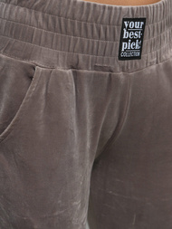 Spodnie dresowe damskie welurowe ciemno-beżowe OZONEE O/CR98108