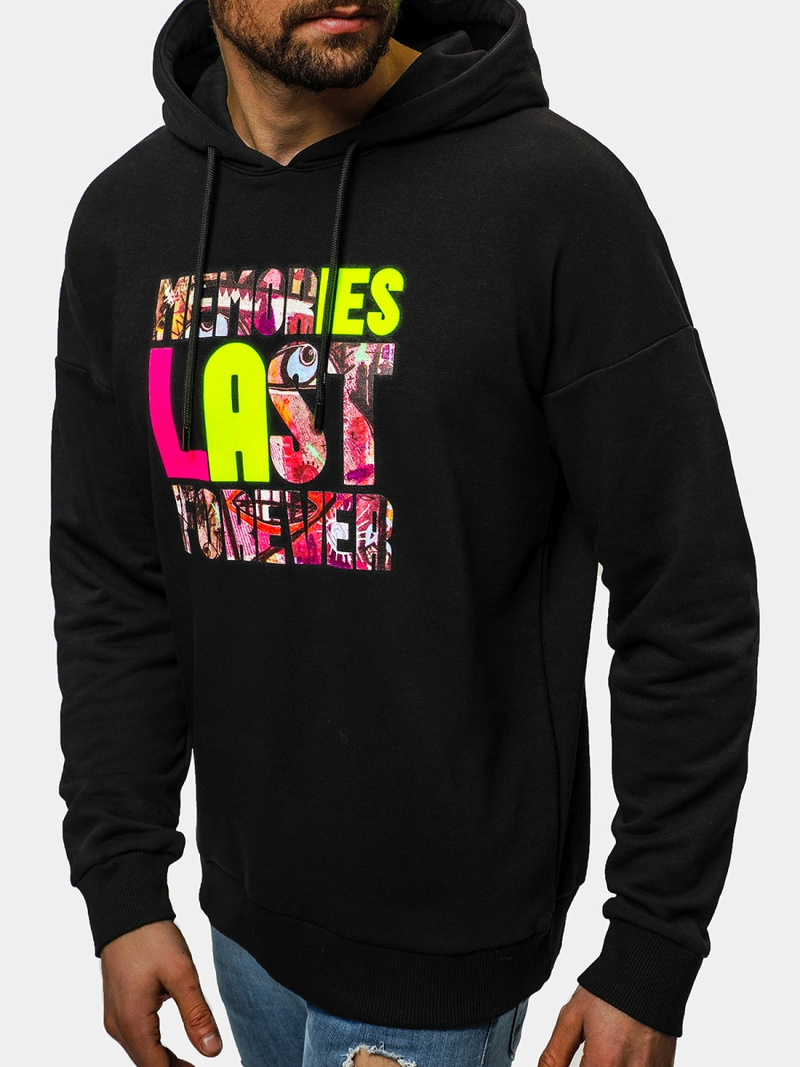 Bluza z kapturem męska oversize czarna OZONEE B/20402069