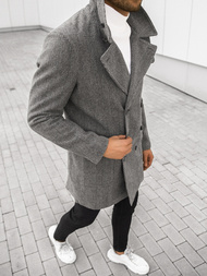 Płaszcz męski w kratę grafitowy OZONEE JS/JP1191