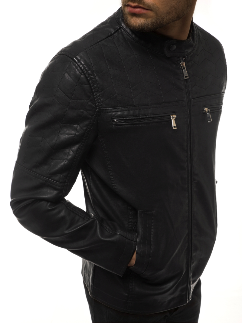 Kurtka skórzana męska czarna OZONEE JB/JP1130