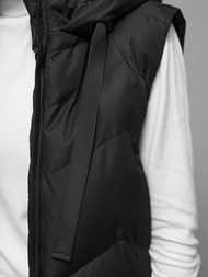 Kamizelka damska długa pikowana z kapturem czarna OZONEE JS/M788/392Z