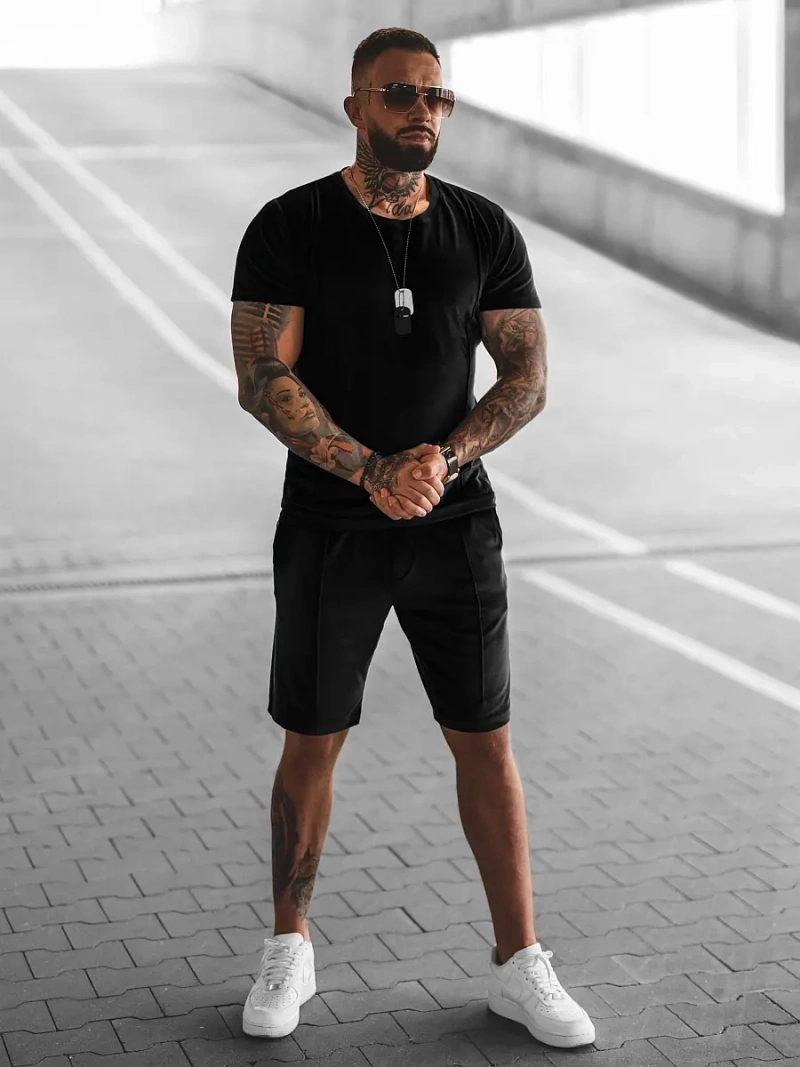 Komplet dresowy męski welurowy czarny OZONEE O/12133Z