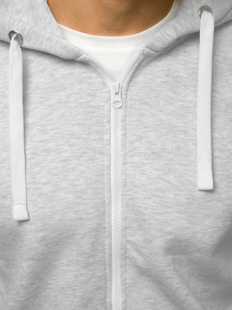 Bluza męska rozpinana z kapturem jasno-szara OZONEE O/11039