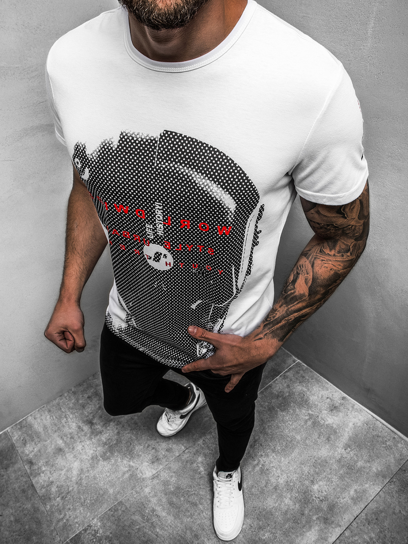 T-Shirt męski biały OZONEE JS/SS10931Z