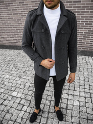 Płaszcz męski z pagonami grafitowy/2 OZONEE O/5627