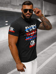 T-shirt męski czarny OZONEE O/8T1266/3