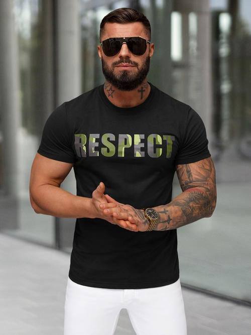 T-shirt męski slim fit czarny OZONEE JS/8B1393/3