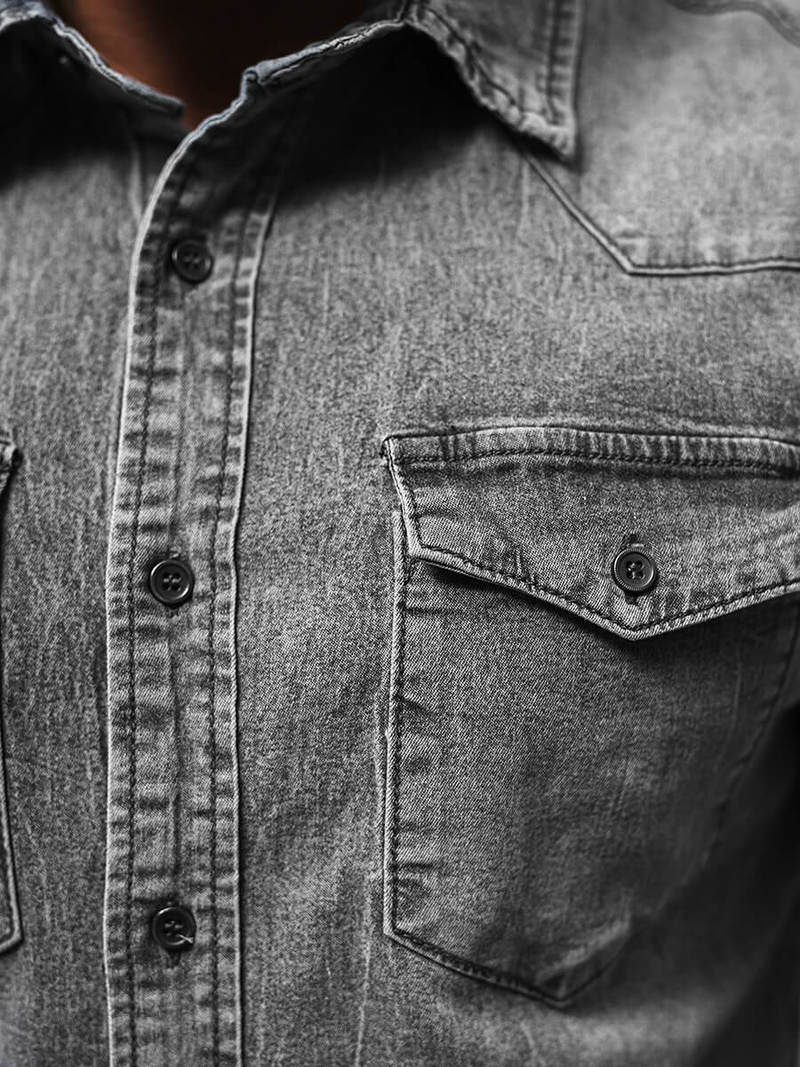 Koszula męska jeansowa szara OZONEE NB/MC710G