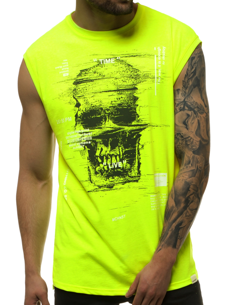 T-Shirt bez rękawów męski żółto-neonowy OZONEE MACH/M1212