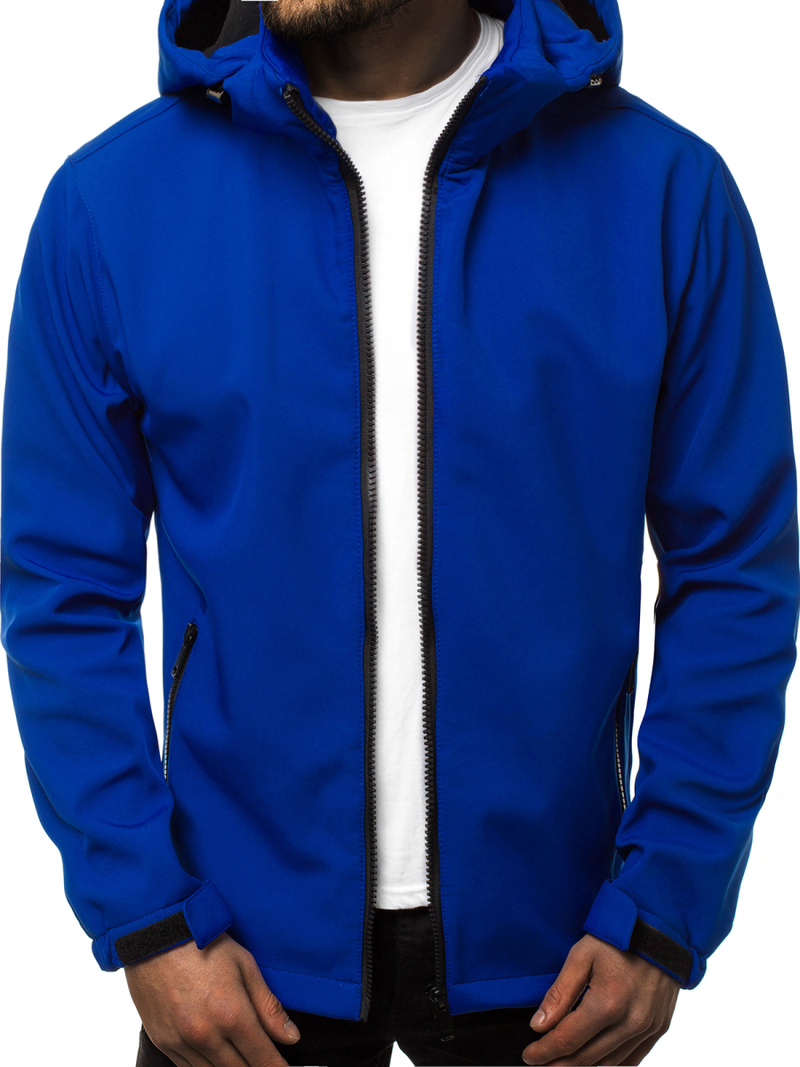 Kurtka softshell męska z kapturem niebieska OZONEE JS/56008