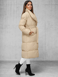 Płaszcz zimowy damski beżowy OZONEE JS/M737/62Z