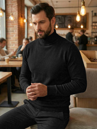 Sweter męski golf czarny OZONEE JS/59B3603/3