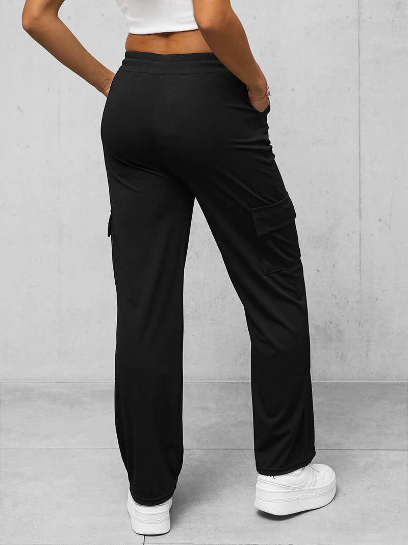 Spodnie damskie z szeroką nogawką czarne OZONEE O/HGM6616