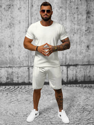 Komplet dresowy męski welurowy biały OZONEE O/12133Z