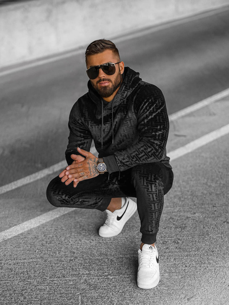 Спортивний костюм чоловічій чорний OZONEE O/3A81Z