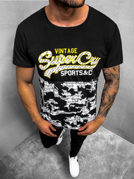 T-Shirt męski z nadrukiem czarny OZONEE JS/KS1981Z