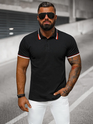 Koszulka męska polo czarna OZONEE O/DA736