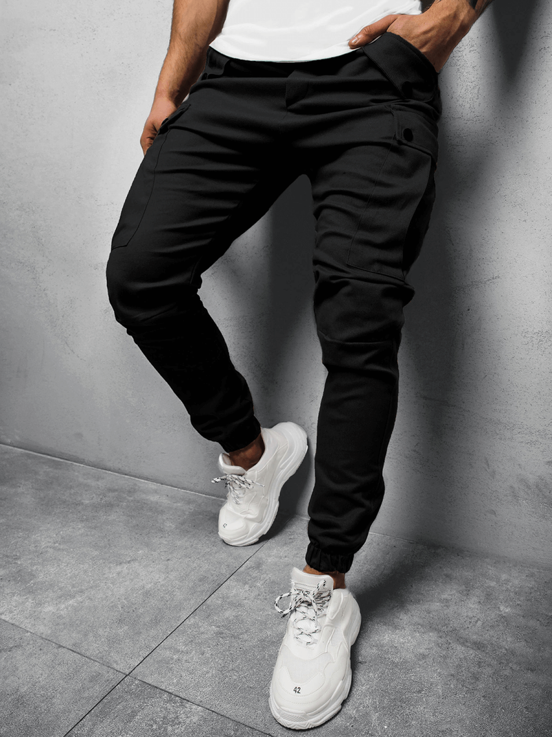 Spodnie męskie chino joggery czarne OZONEE A/1005