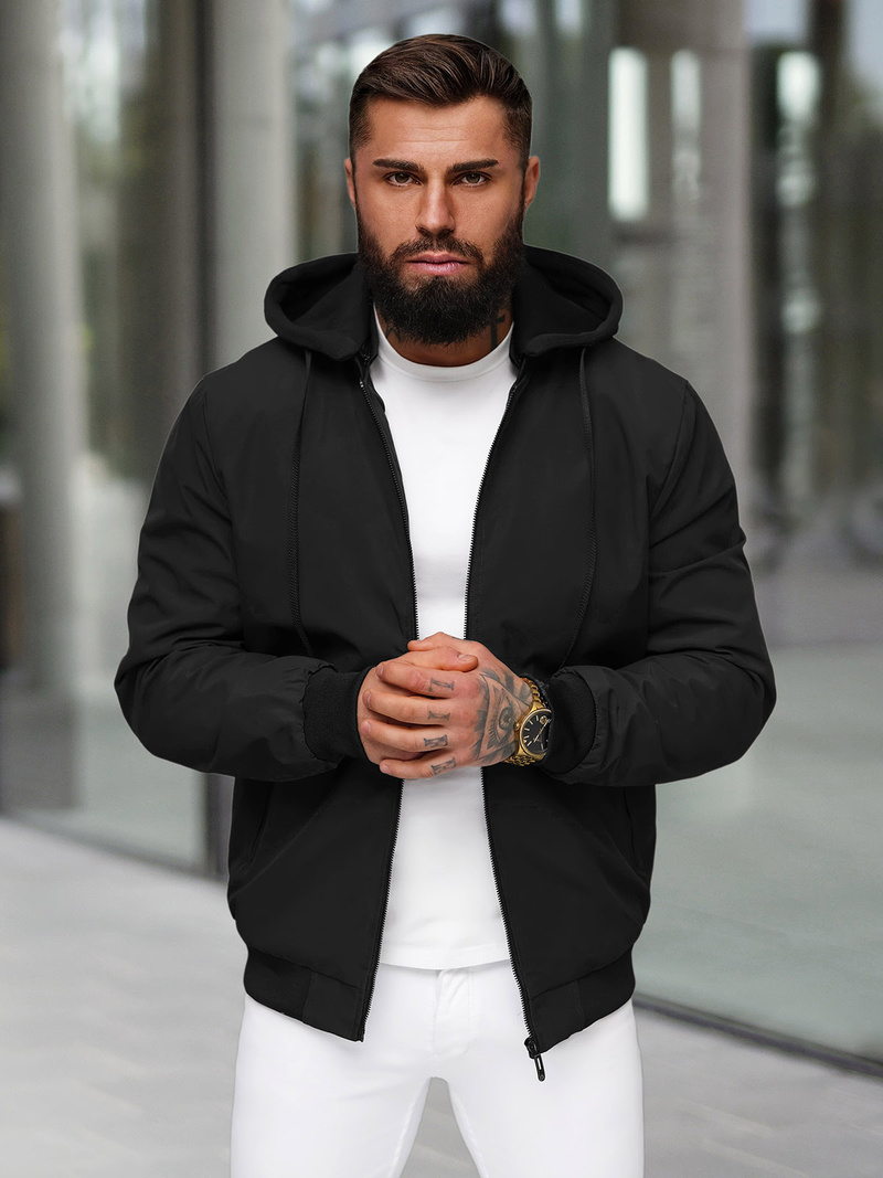 Kurtka męska bomberka czarna OZONEE JS/62M9502/392