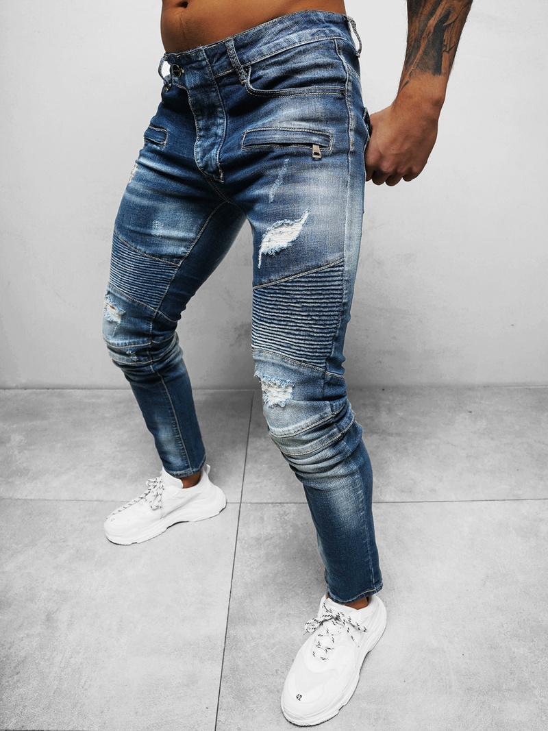 Spodnie jeansowe męskie niebieskie OZONEE NB/MP0030B