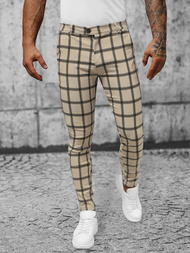 Spodnie męskie chino materiałowe beżowe OZONEE O/P4029