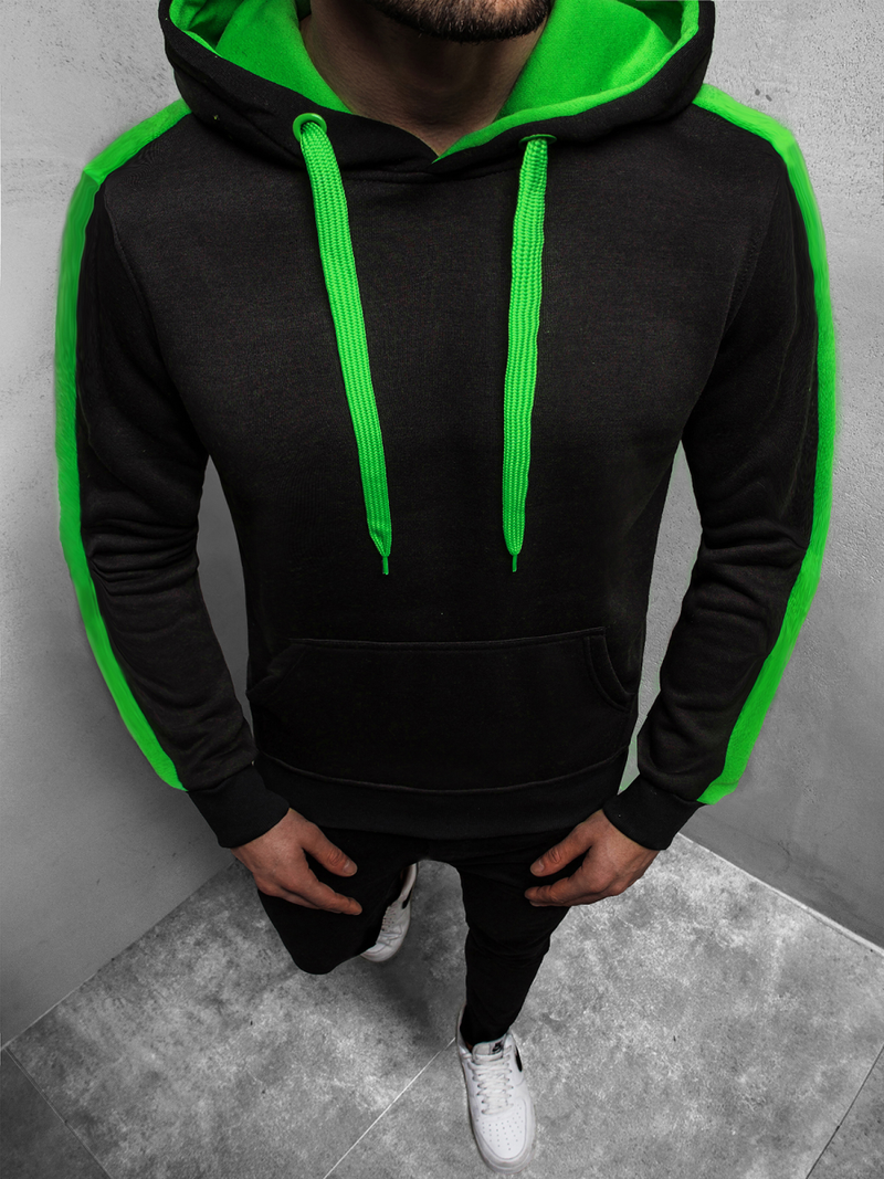 Bluza z kapturem męska czarno-zielona OZONEE JS/2012Z