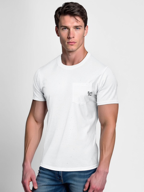 T-shirt męski slim fit biały OZONEE O/QQ1387Z