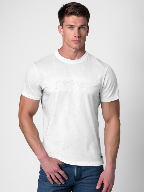 T-shirt męski slim fit biały OZONEE O/QQ1386Z