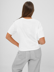 T-shirt damski z nadrukiem biało-niebieski OZONEE JS/RJ77247