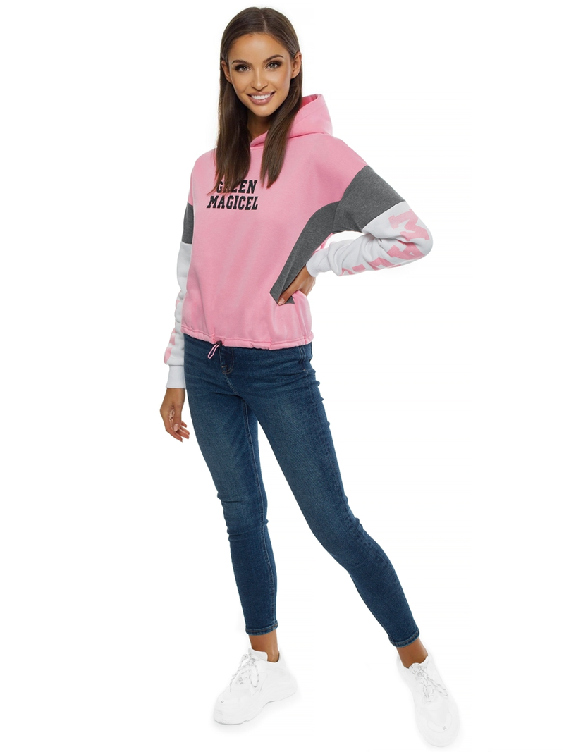 Bluza z kapturem damska jasnoróżowa OZONEE JS/KSW2025