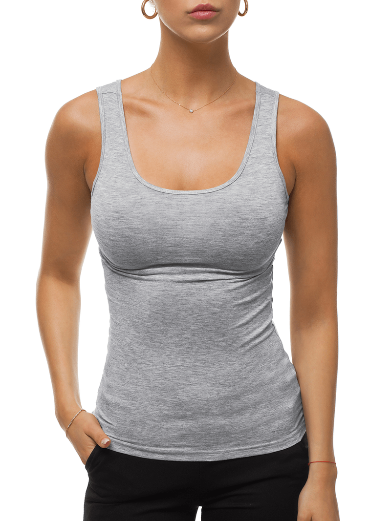 T-Shirt bez rękawów damski szary OZONEE BT/71592A