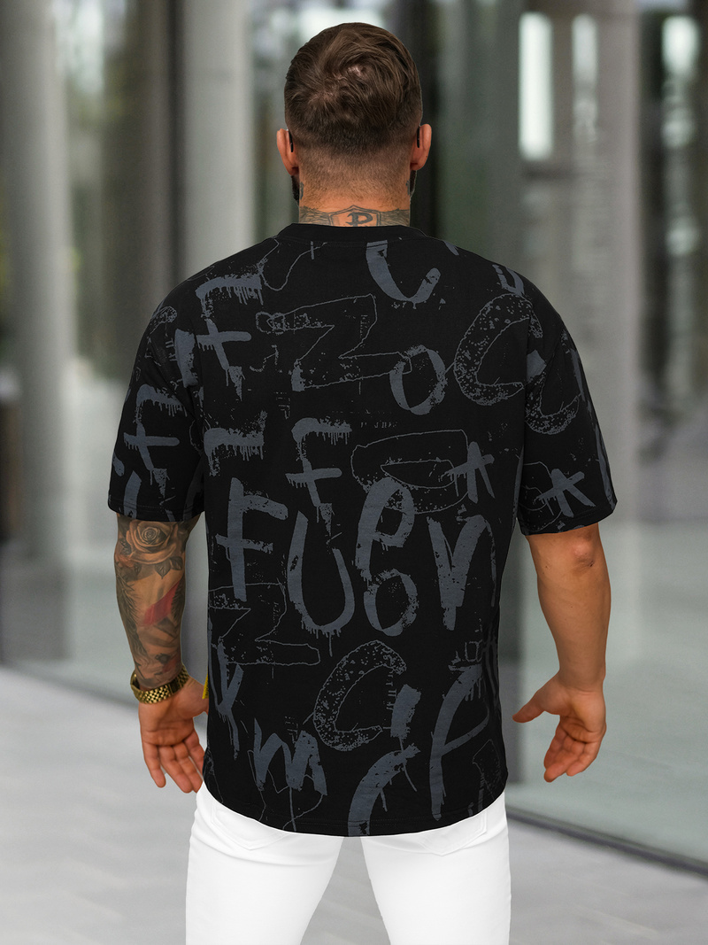T-shirt męski loose fit czarny OZONEE O/YN2/621