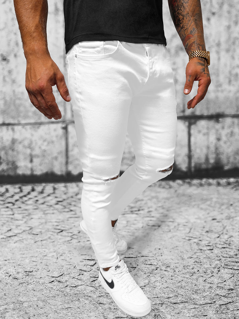 Spodnie jeansowe męskie białe OZONEE E/5391/01