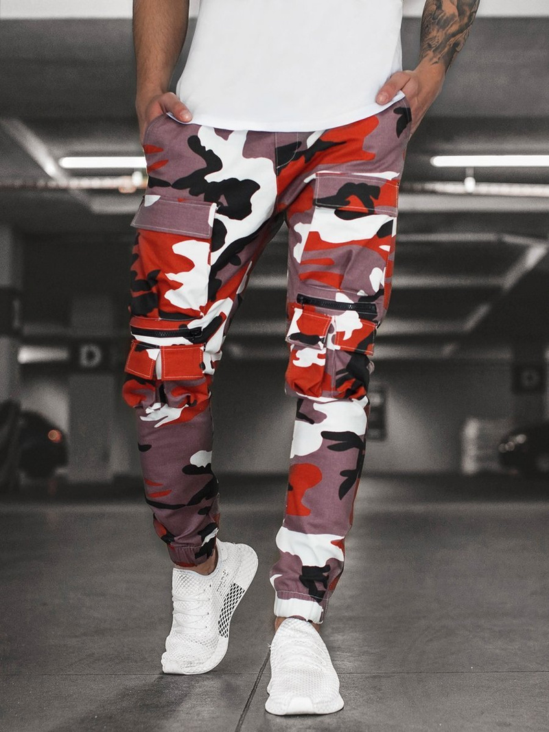 Штани чоловічі джоггери бордово-бежеві OZONEE G/2787