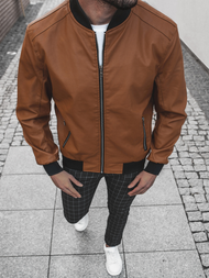 Kurtka skórzana męska camelowa OZONEE JB/JP1147Z