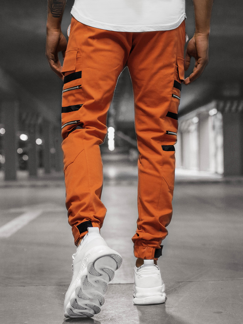 Spodnie męskie chino joggery ciemny-camel OZONEE G/11146