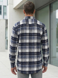 Koszula męska w kratę granatowa OZONEE V/V175Z