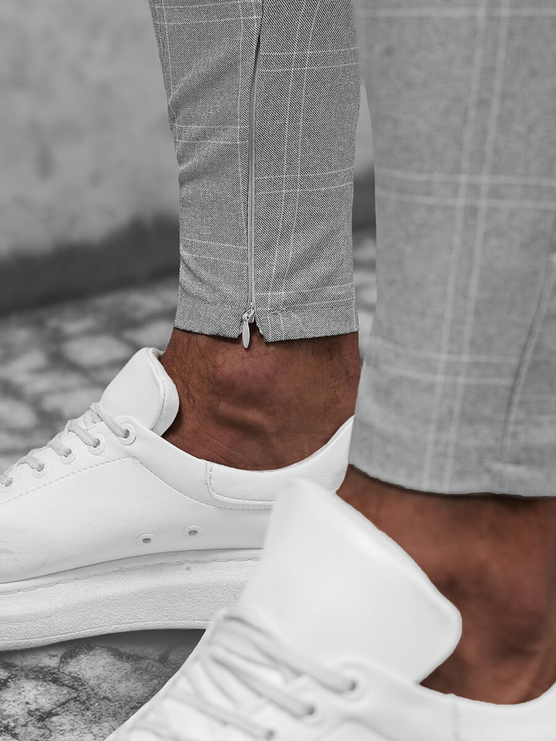 Spodnie męskie chino materiałowe szare OZONEE DJ/550171