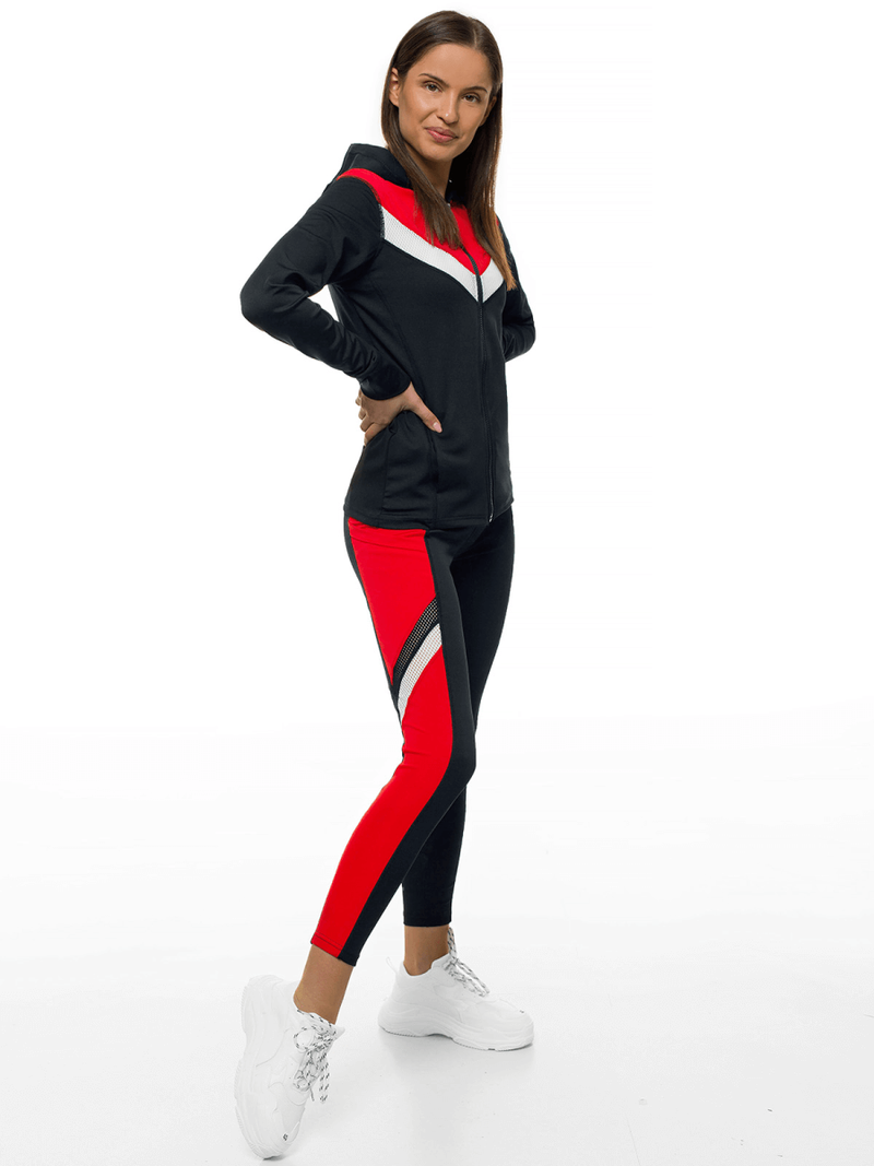 Komplet dresowy dwuczęściowy czarno-czerwony OZONEE JS/YW06005/1/5