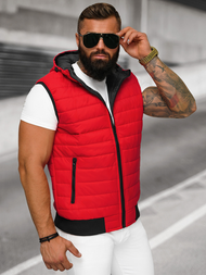 Kamizelka męska pikowana z kapturem czerwona OZONEE JS/MY88Z