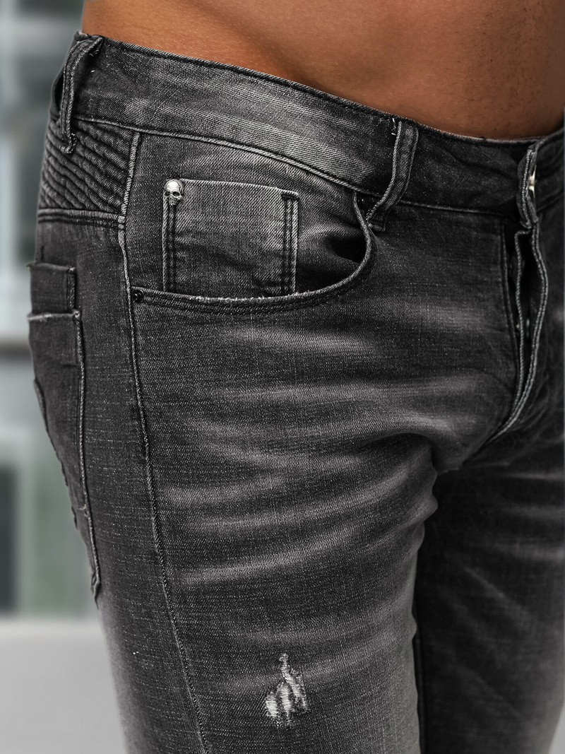 Spodnie jeansowe męskie slim fit czarne OZONEE NB/MP0070NZ