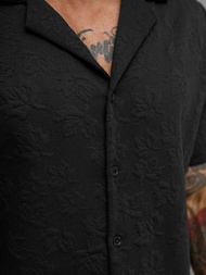 Koszula męska z krótkim rękawem czarna OZONEE O/B2258