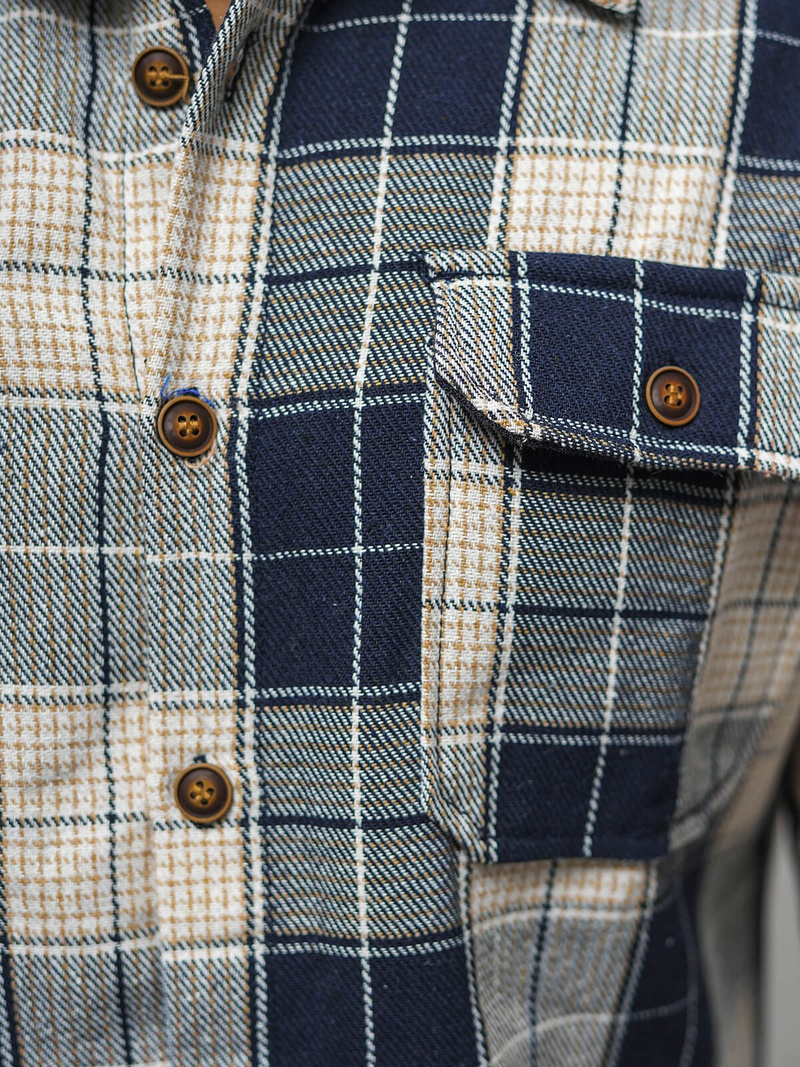 Koszula flanelowa męska ciemno-granatowa OZONEE NB/MC727BS