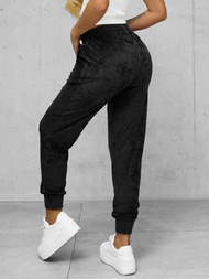 Spodnie dresowe damskie welurowe czarne OZONEE JS/92K527/3